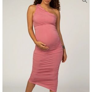 Pinkblush One Shoulder Ruched Maternity Dress